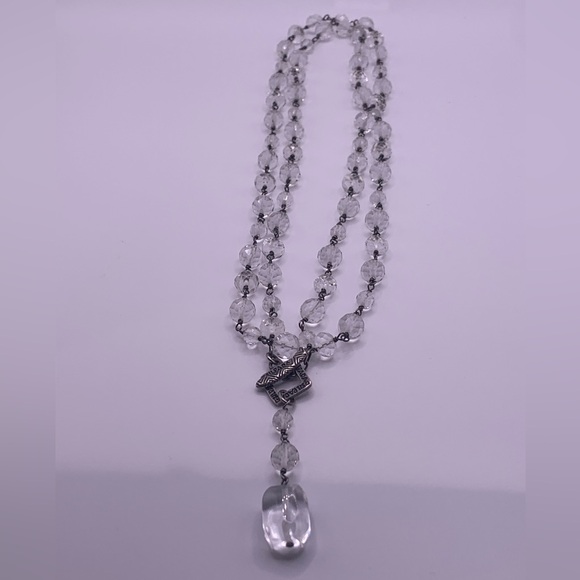 Silpada Vintage Sterling & Quartz Lariat Front Toggle Closure Necklace - Picture 8 of 16